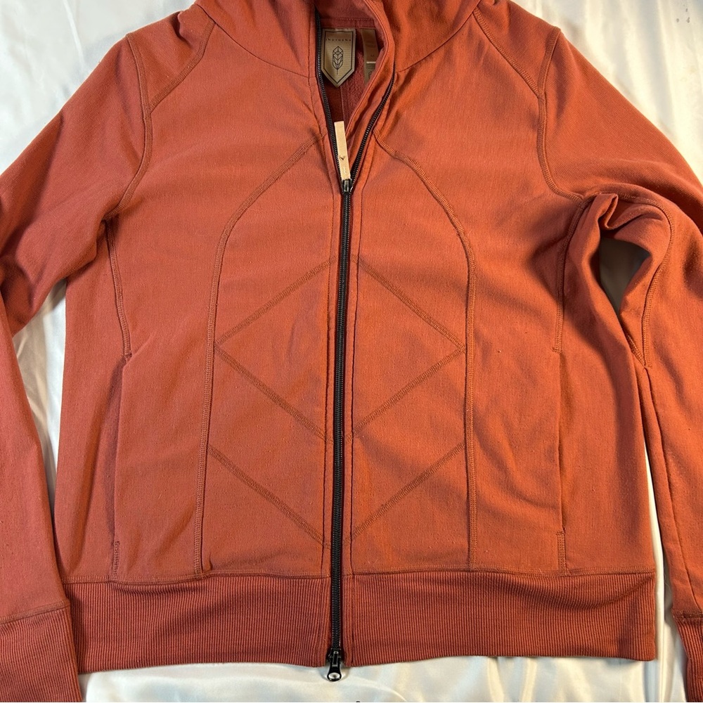 Indygena Women’s Long Sleeve, Hooded Rust Orange Hooded Fleece Sweatshirt,SizeM - Picture 2 of 16